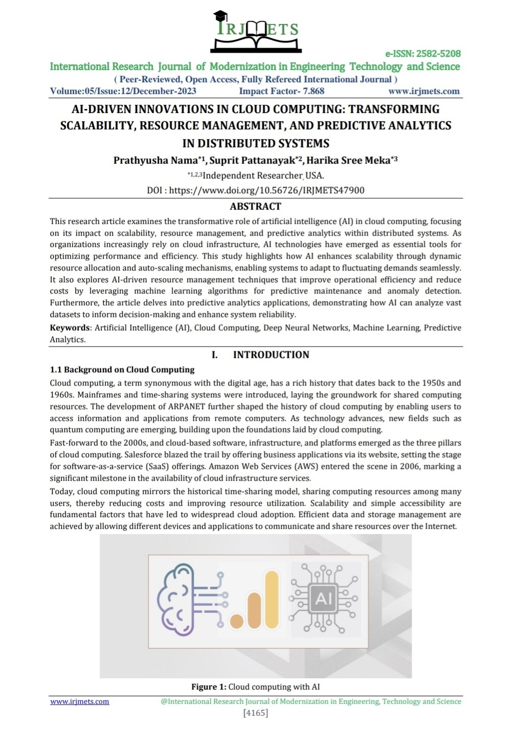 Article: AI-Driven Innovations in Cloud Computing: Transforming Scalability, Resource Management, and Predictive Analytics in Distributed Systems